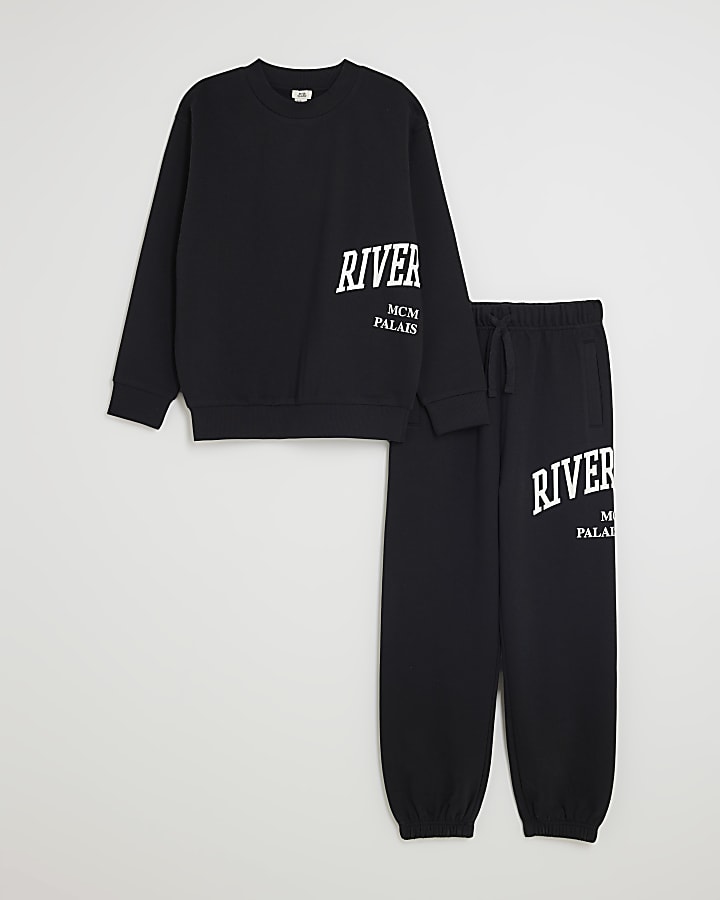 Boys Black RI Sweatshirt And Joggers Set