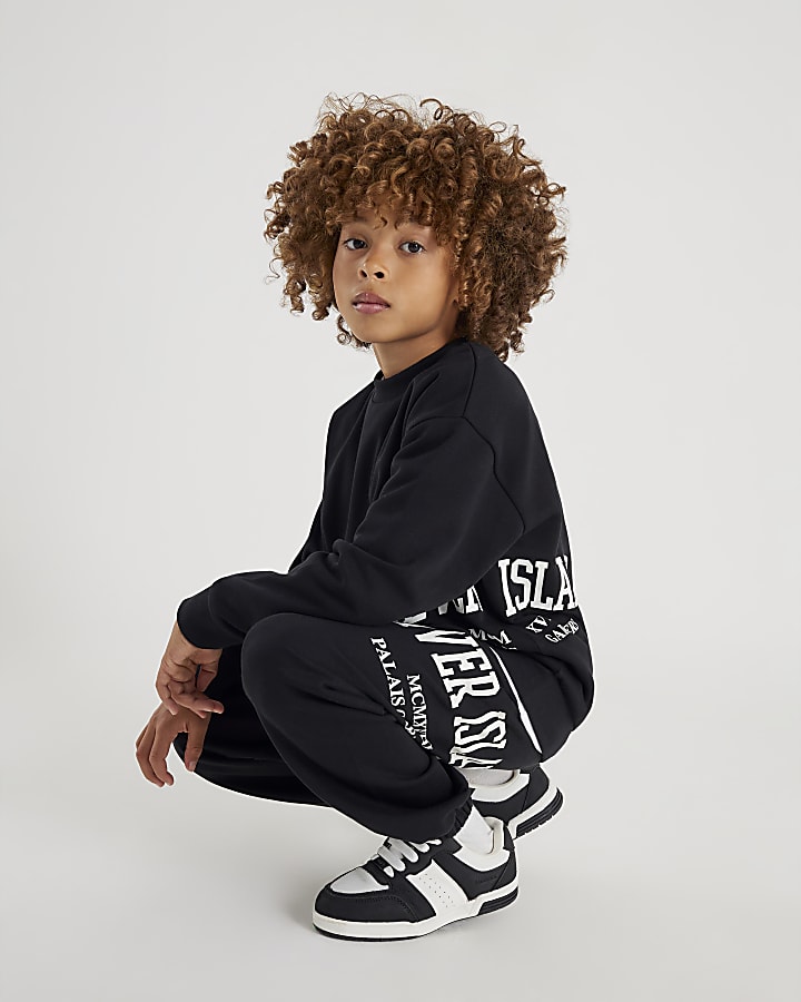 Boys Black RI Sweatshirt And Joggers Set