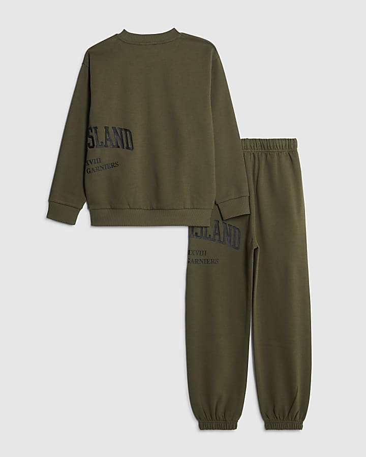 Boys Khaki River Branded Sweatshirt Set