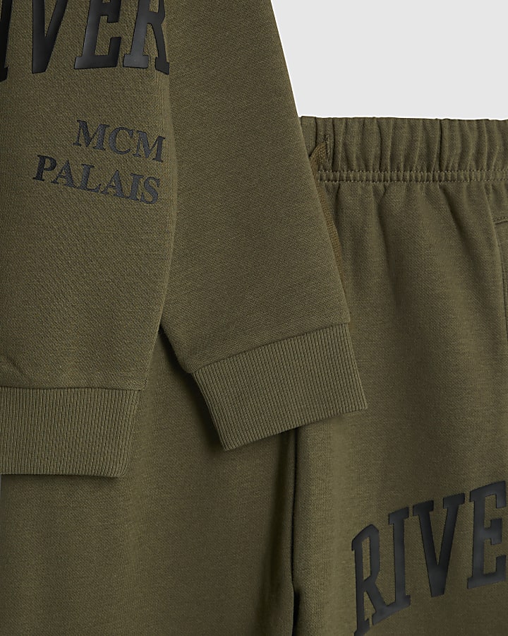 Boys Khaki River Branded Sweatshirt Set