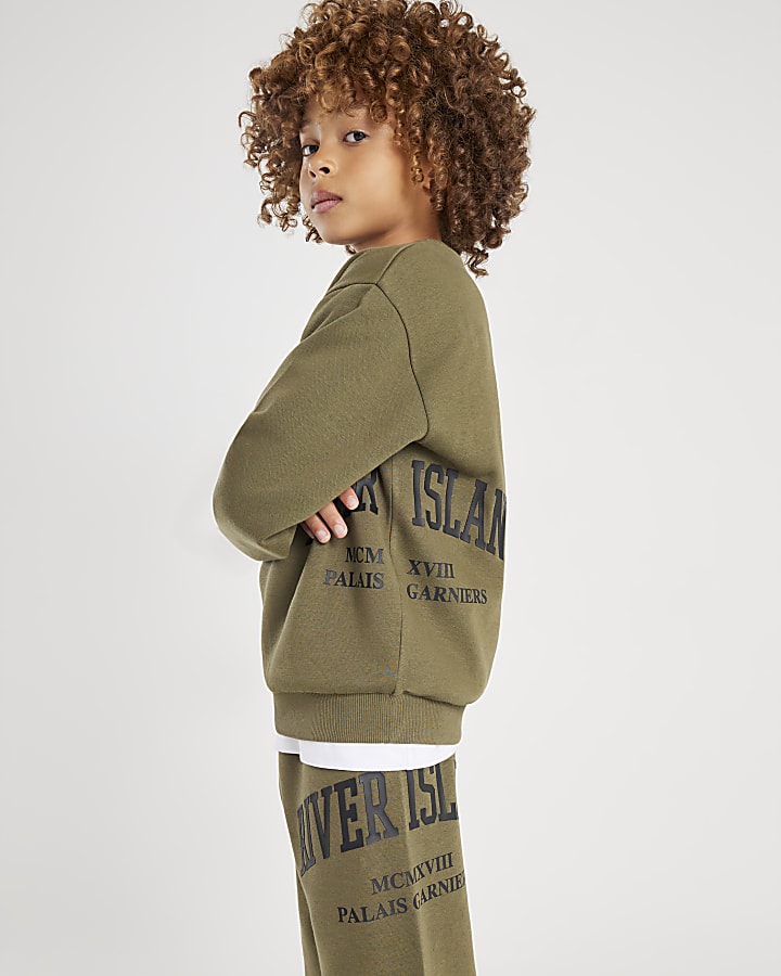 Boys Khaki River Branded Sweatshirt Set