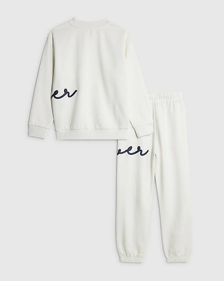 Boys Cream River Branded Sweatshirt Set