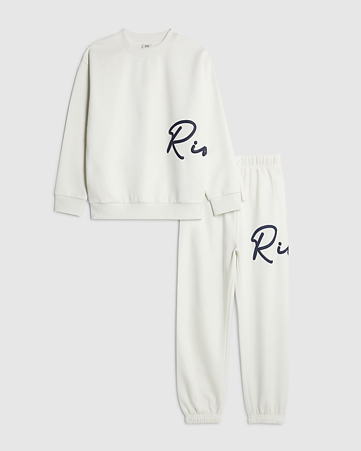 Boys Cream River Branded Sweatshirt Set