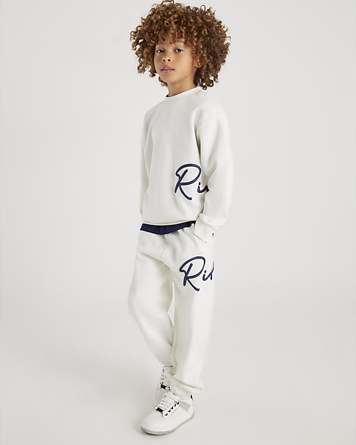 Boys Cream River Branded Sweatshirt Set