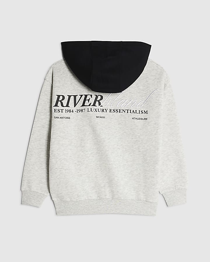 Boys Grey River Island Colour Block Hoodie