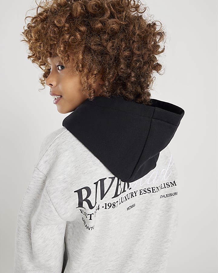 Boys Grey River Island Colour Block Hoodie