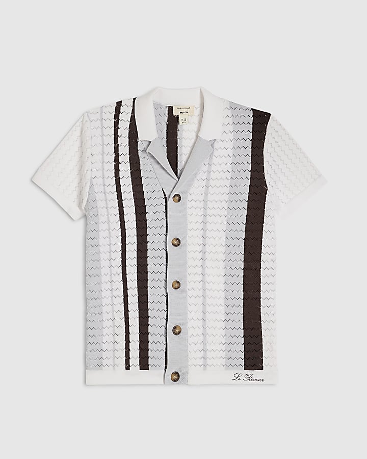 Mini Boys Blue Stripe Polo Shirt