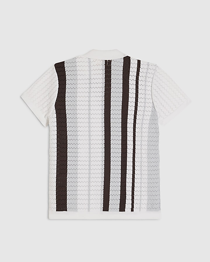 Mini Boys Blue Stripe Polo Shirt