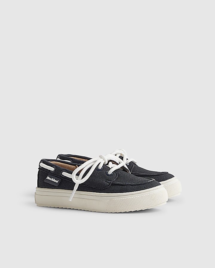 Mini Boys Navy Laced Boat Shoes