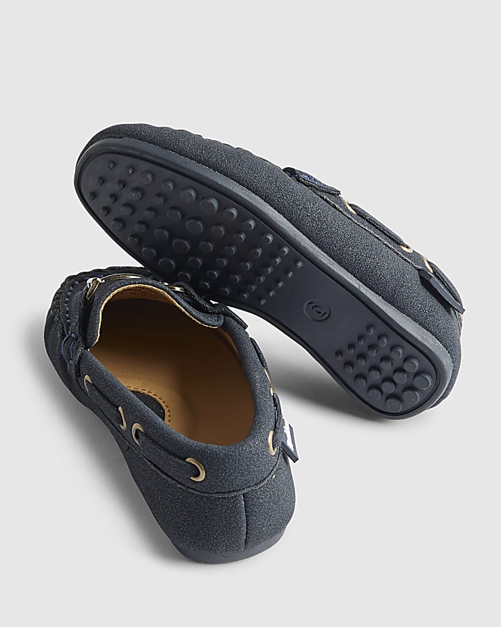 Mini Boys Navy Snaffle Loafers