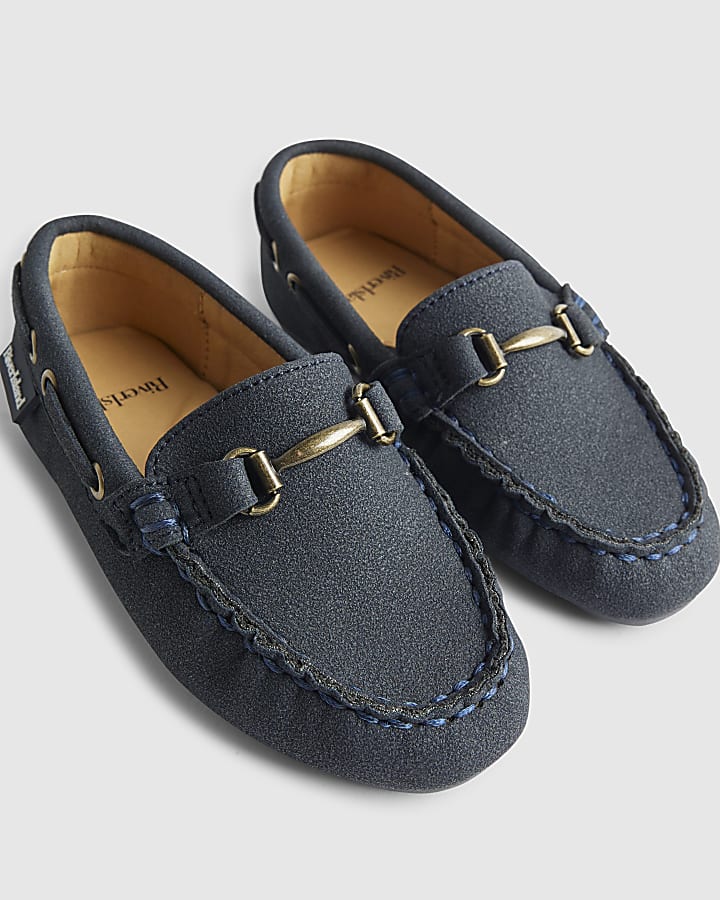 Mini Boys Navy Snaffle Loafers