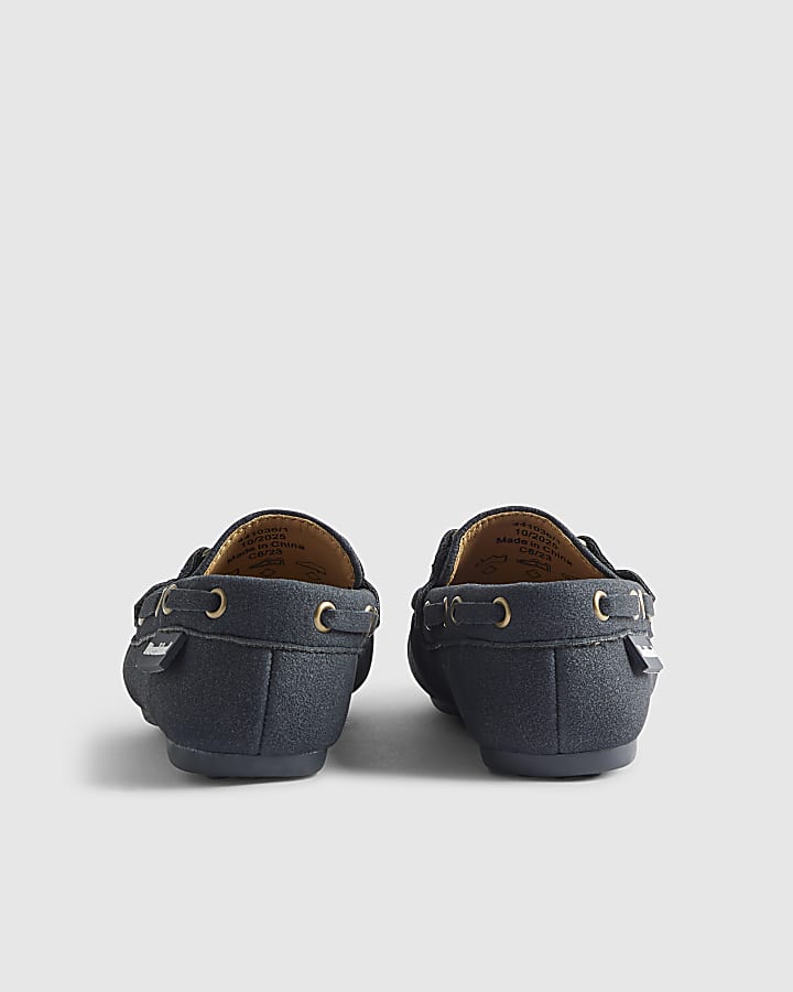 Mini Boys Navy Snaffle Loafers