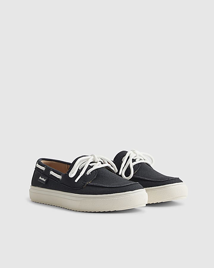 Boys Navy Laced Boat Shoes