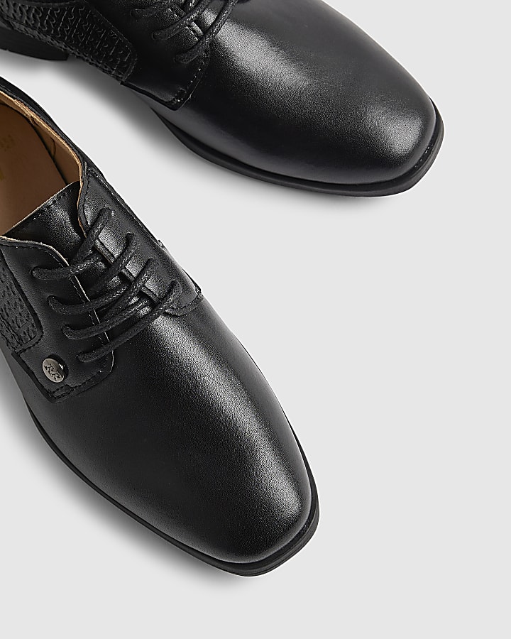 Boys Black Faux Leather Point Shoes