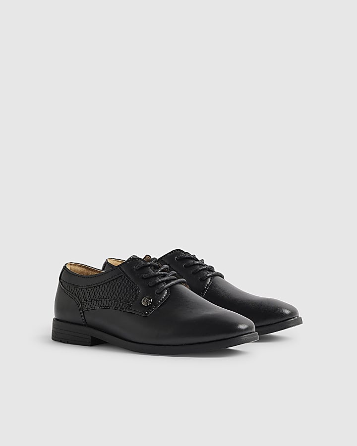 Boys Black Faux Leather Point Shoes