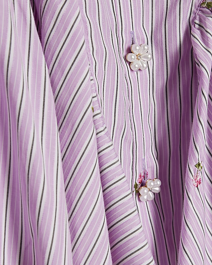 Girls Purple Stripe Shirt Dress