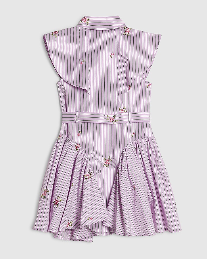 Girls Purple Stripe Shirt Dress