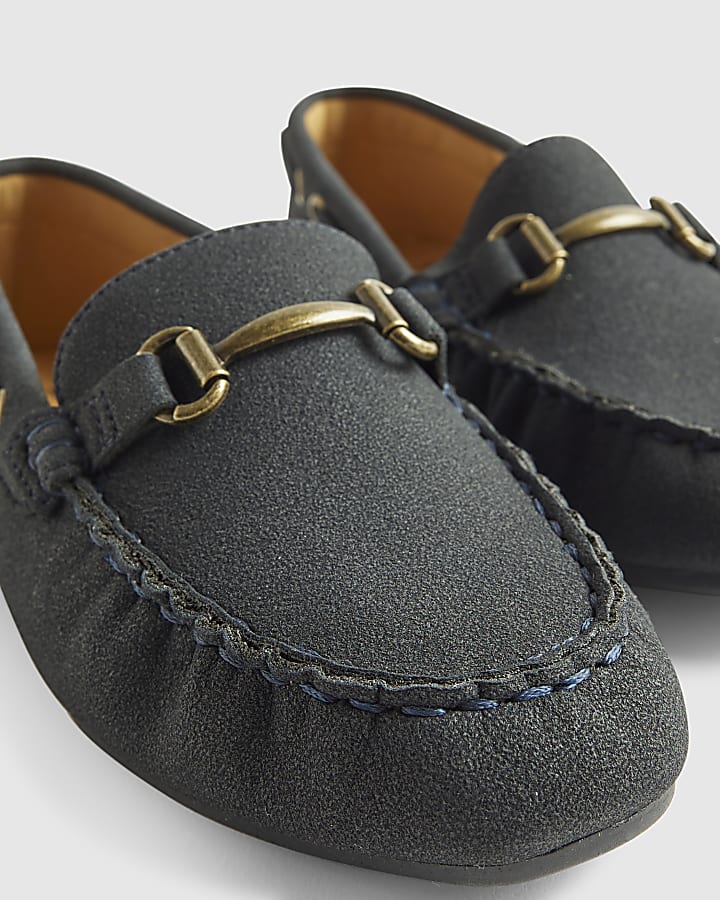 Boys Navy Snaffle Loafers