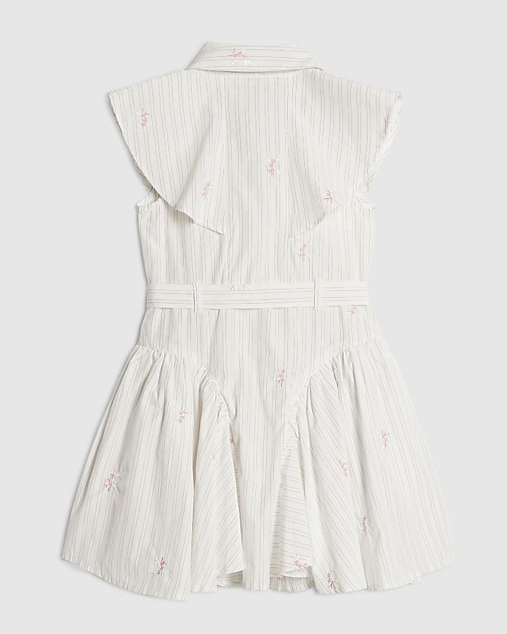 Girls Cream Stripe Prom Dress