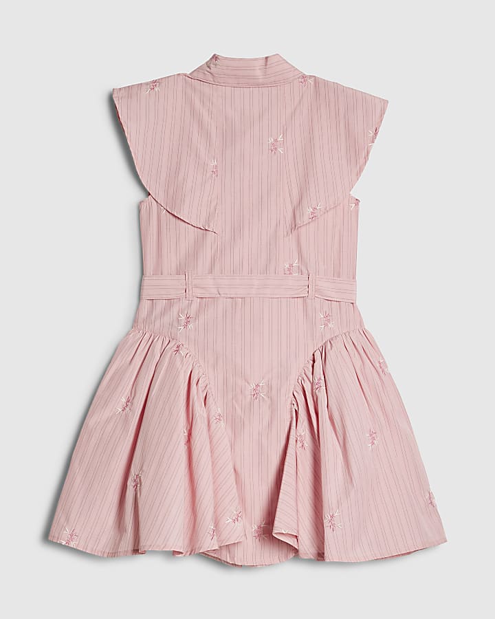 Girls Pink Stripe Prom Dress