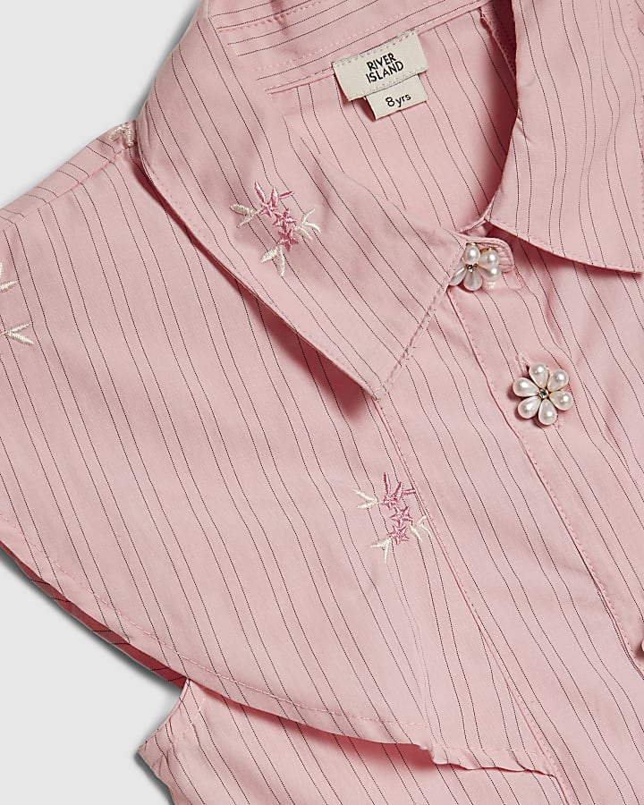 Girls Pink Stripe Prom Dress