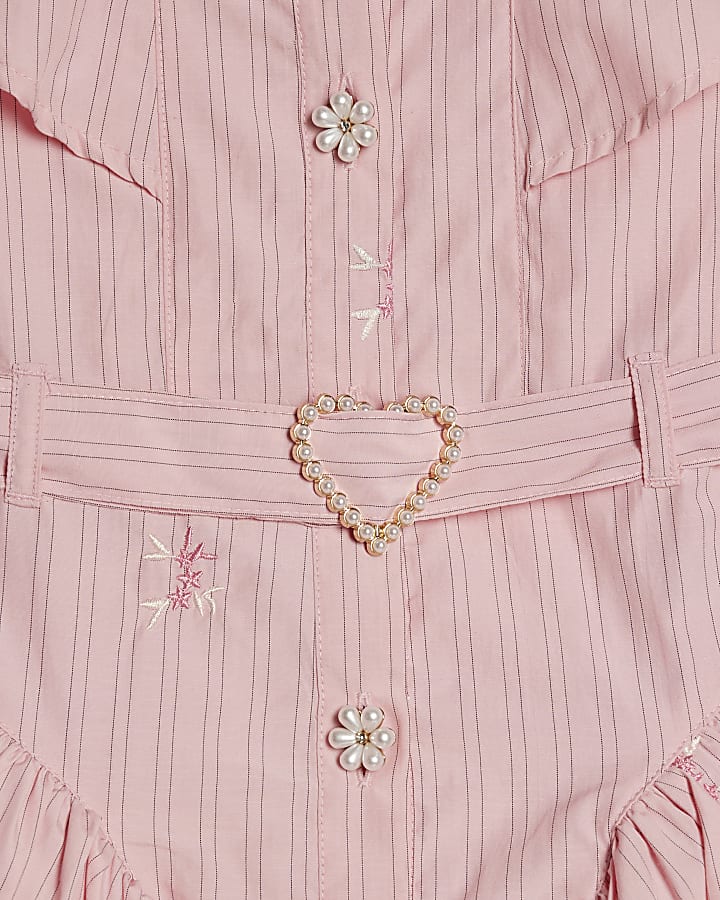 Girls Pink Stripe Prom Dress