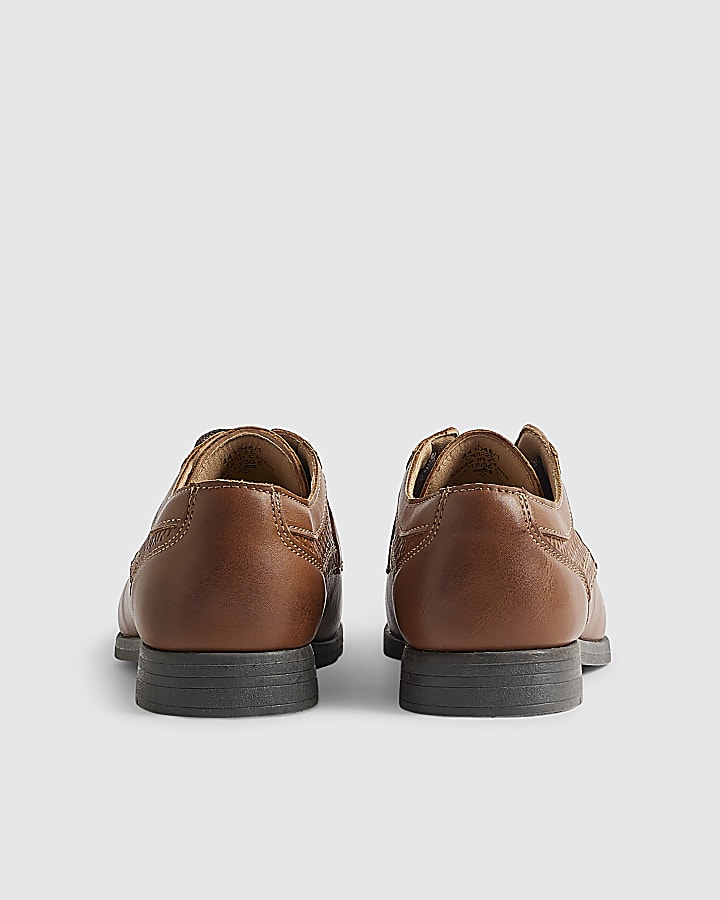 Boys Brown Faux Leather Point Shoes