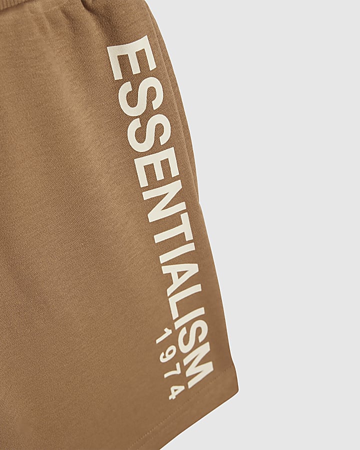 Mini Boys Brown Essentialism T-Shirt Set