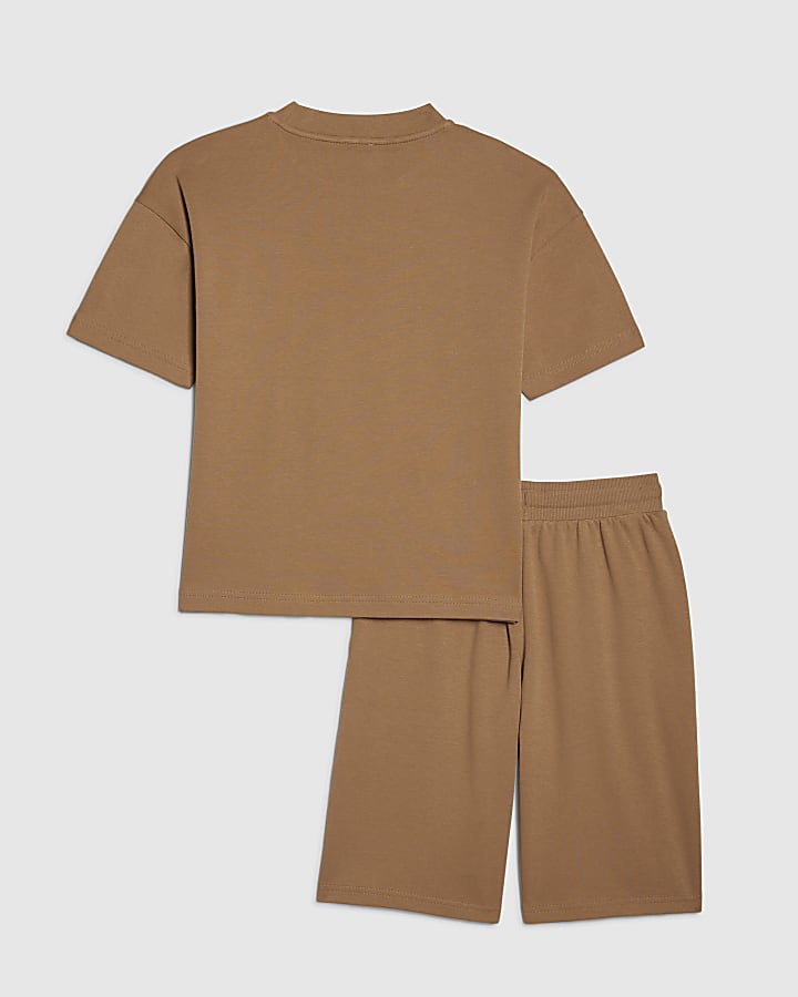 Boys Beige Essentialism T-Shirt Set