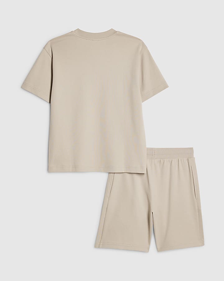 Boys Beige Essentialism T-Shirt Set