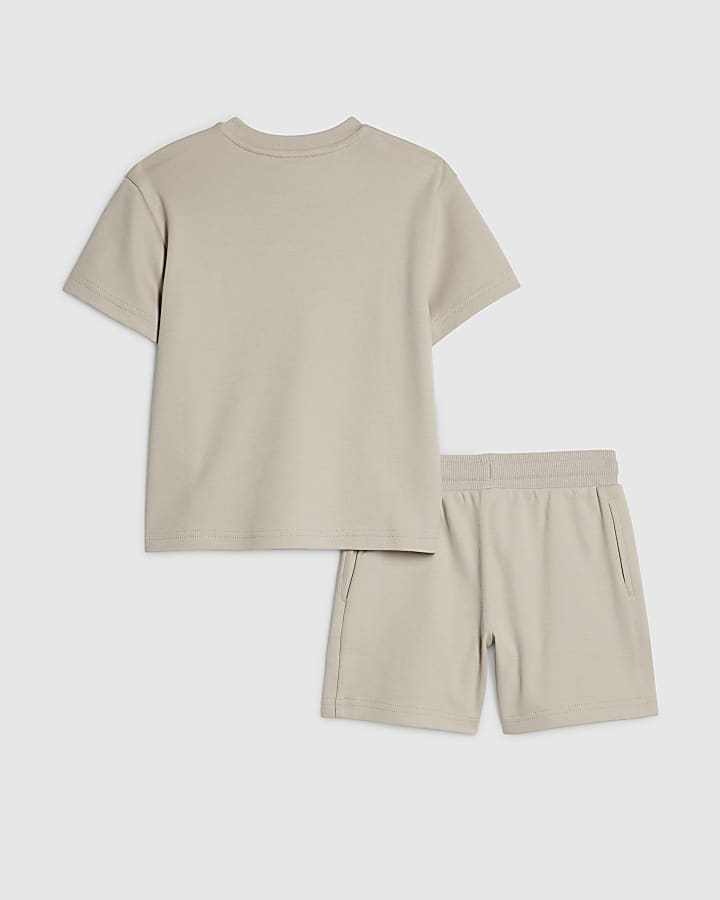 Mini Boys Beige Essentialism T-Shirt Set