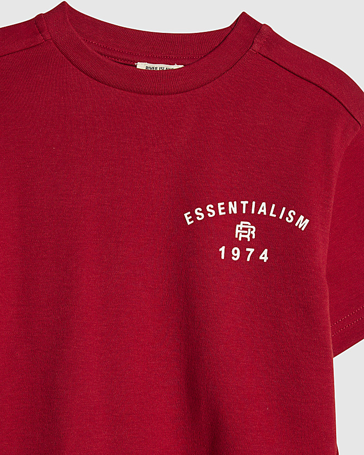 Mini Boys Red Essentialism T-Shirt Set