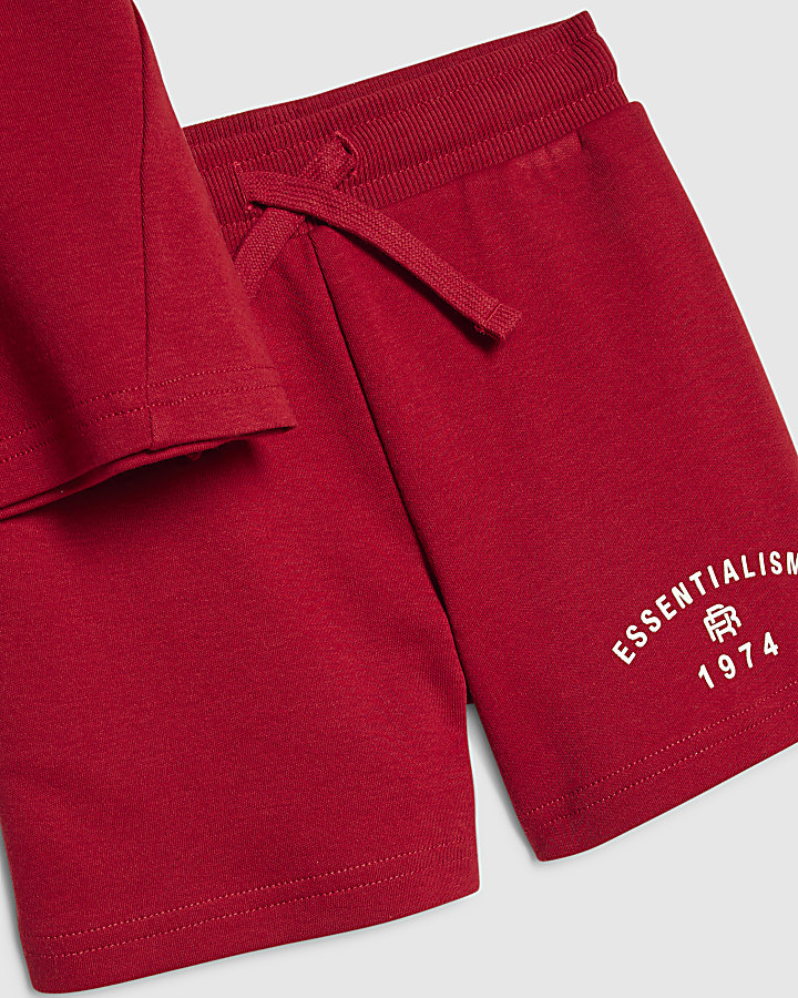 Mini Boys Red Essentialism T-Shirt Set