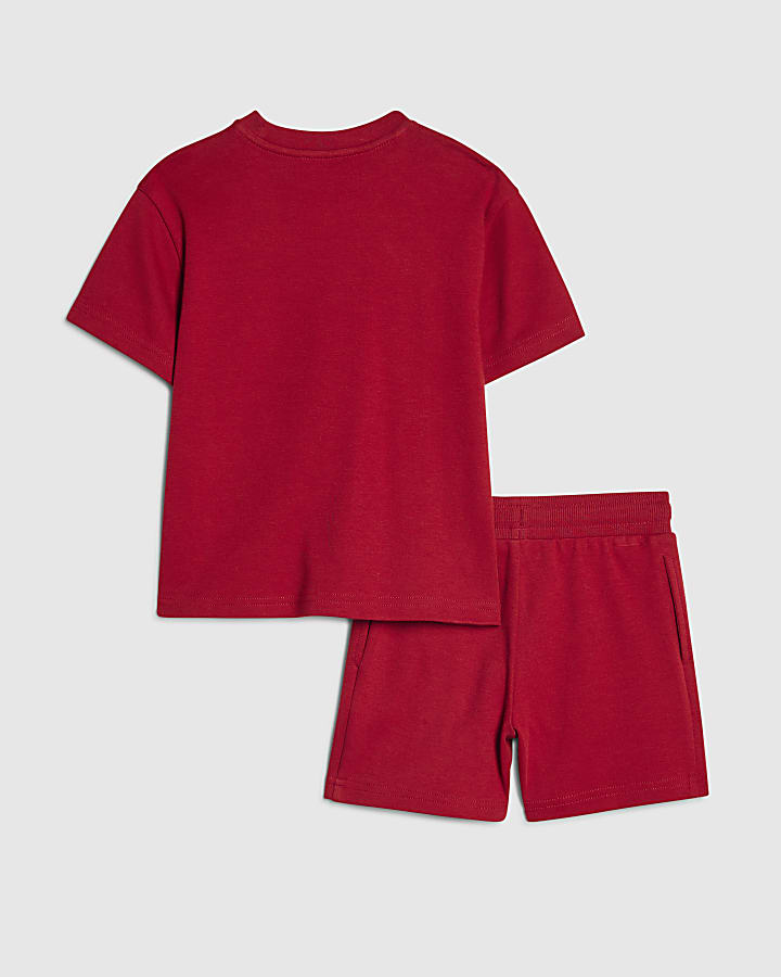 Mini Boys Red Essentialism T-Shirt Set