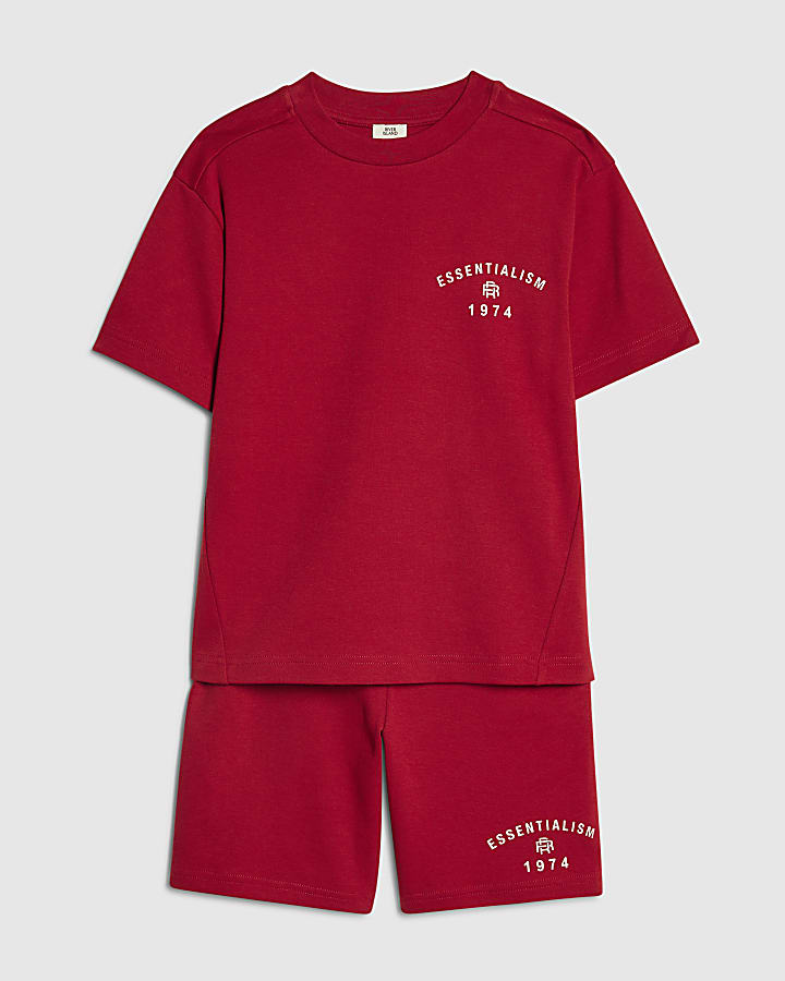 Boys Red Essentialism T-Shirt Set