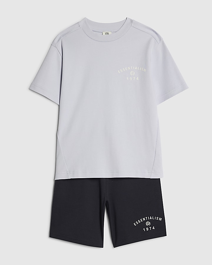 Boys Blue Essentialism T-Shirt Set