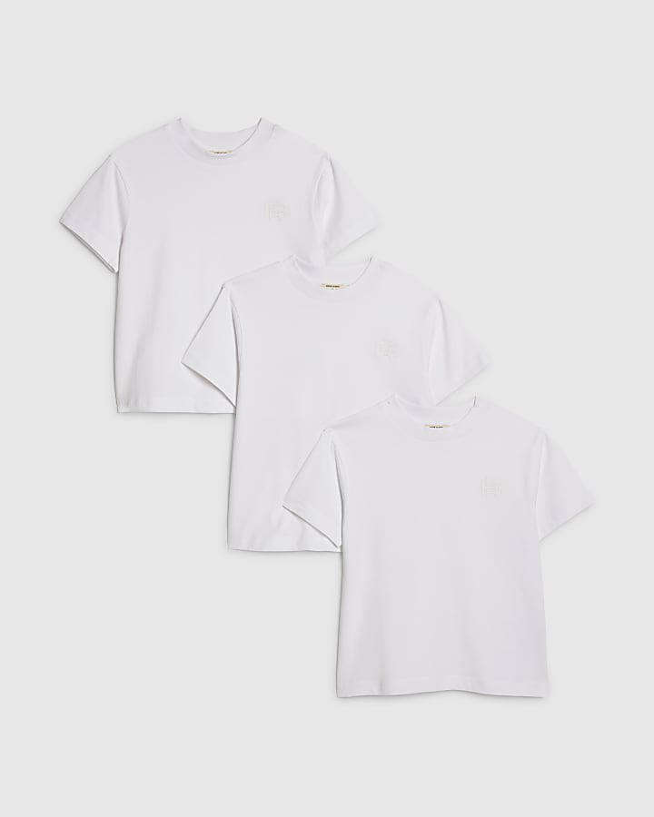 Mini Boys White RR Pack Of 3 T-Shirts