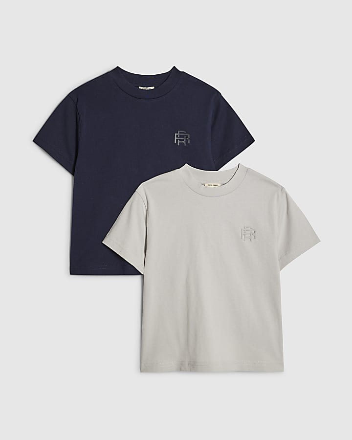 Mini Boys Navy RI Pack Of 2 T-Shirts