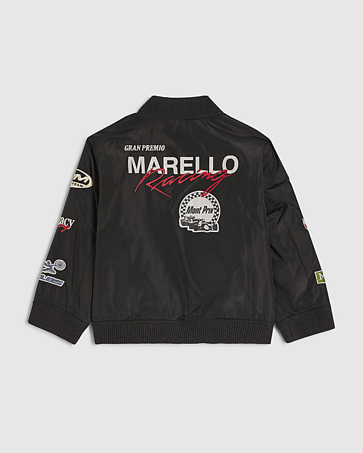 Mini Boys Black Multi Badge Bomber Jacket