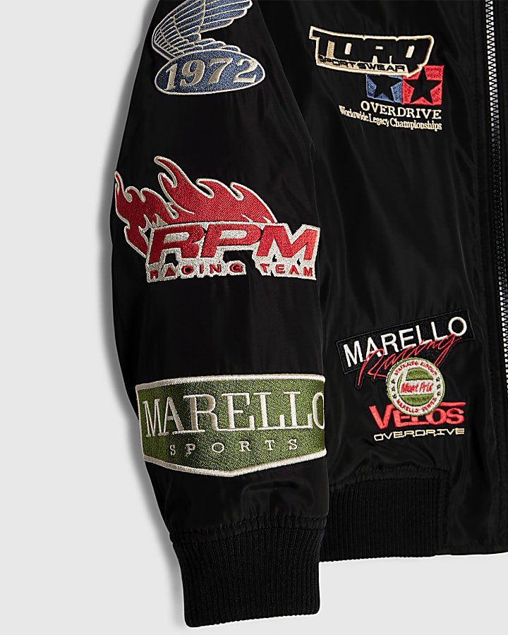 Boys Black Multi Badge Bomber Jacket