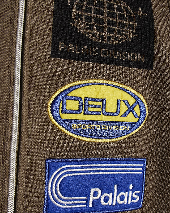 Boys Khaki Badge Zip Through Top