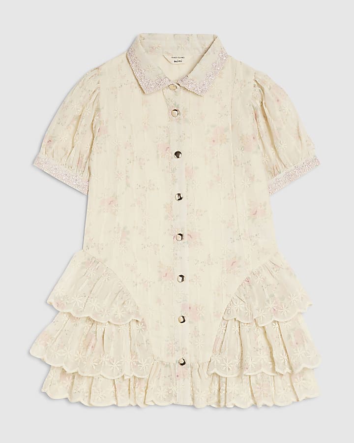 Mini Girls Yellow Floral Shirt Dress