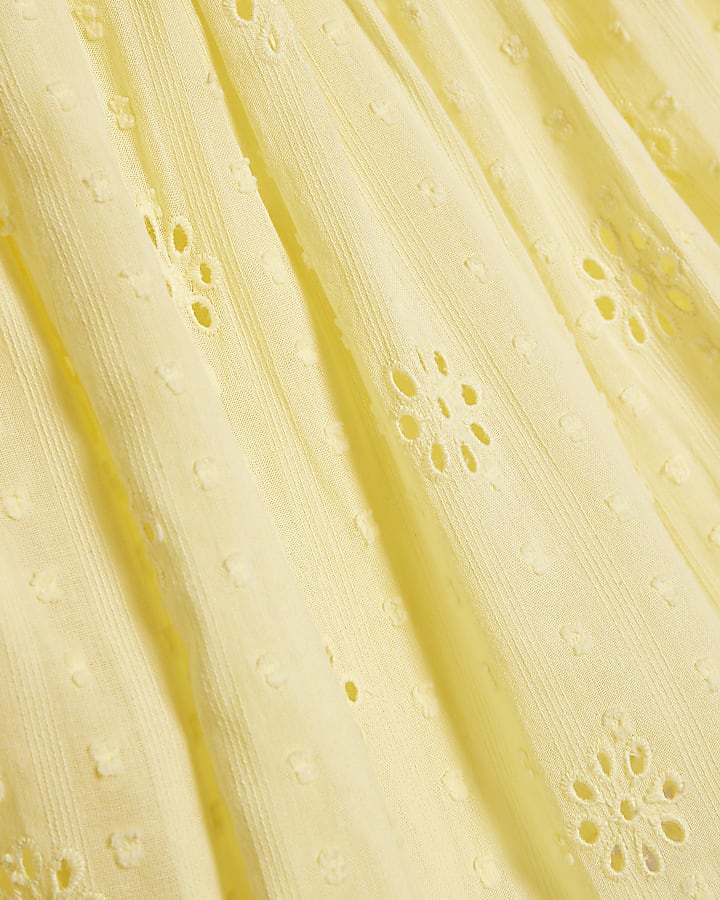 Mini Girls Yellow Broderie Rosette Dress