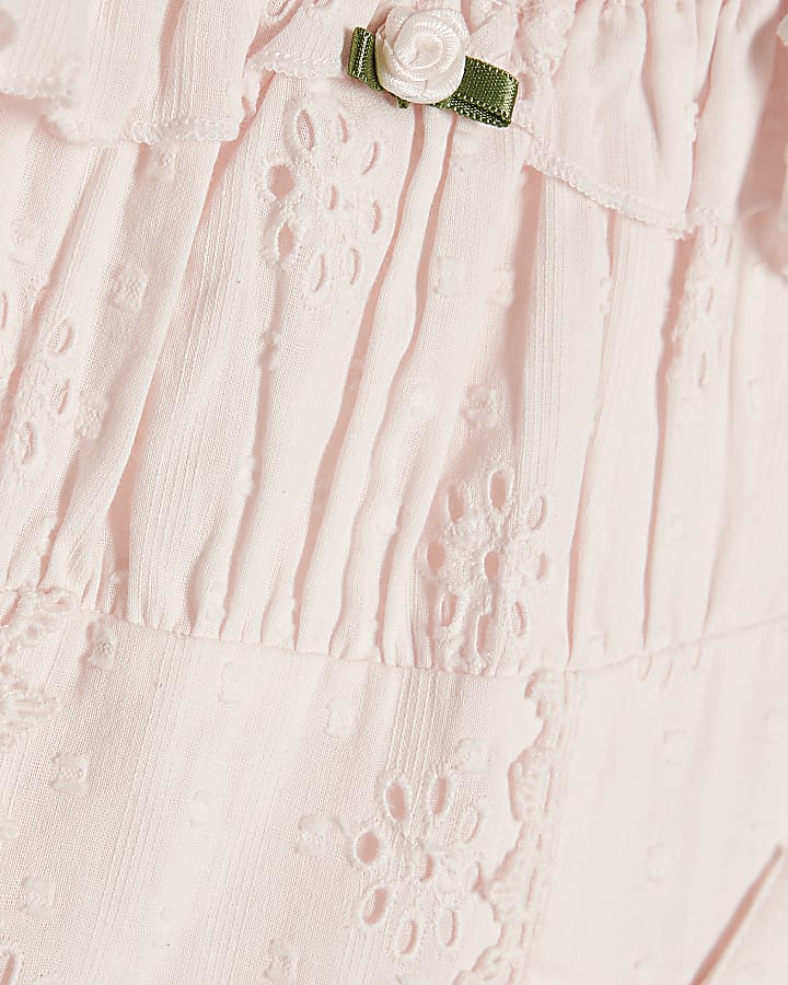 Mini Girls Pink Broderie Rosette Dress