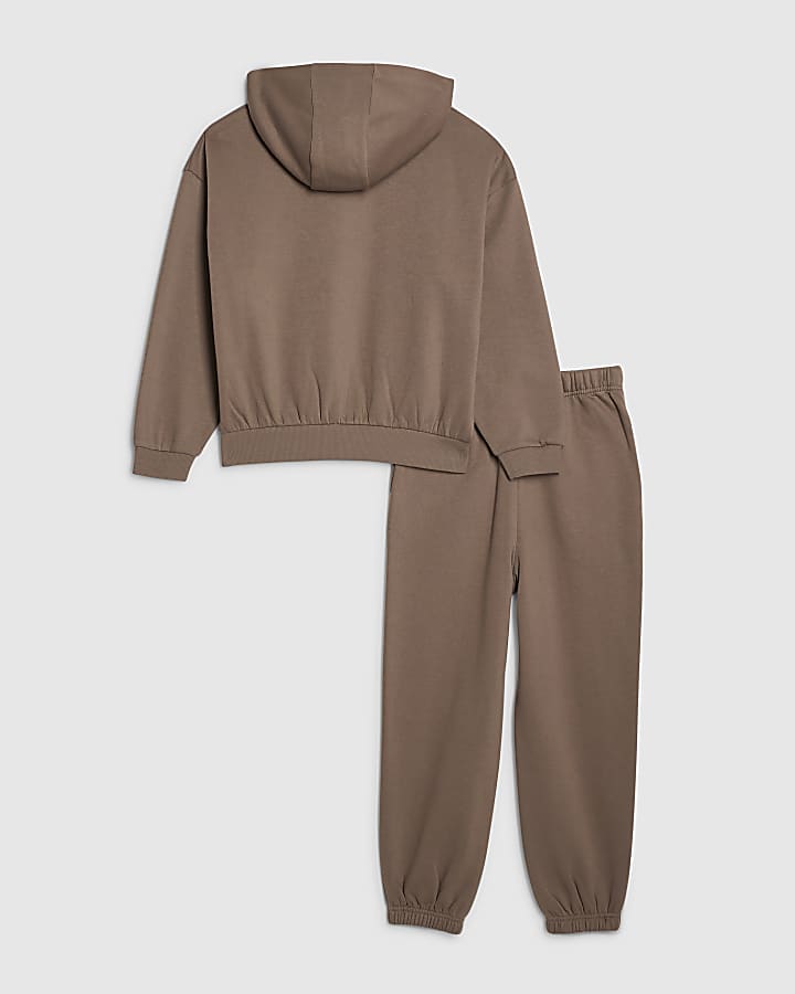 Boys Brown Essentialism Hoodie Set
