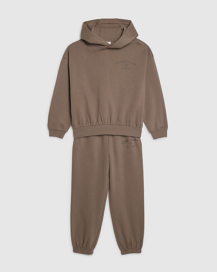 Boys Brown Essentialism Hoodie Set