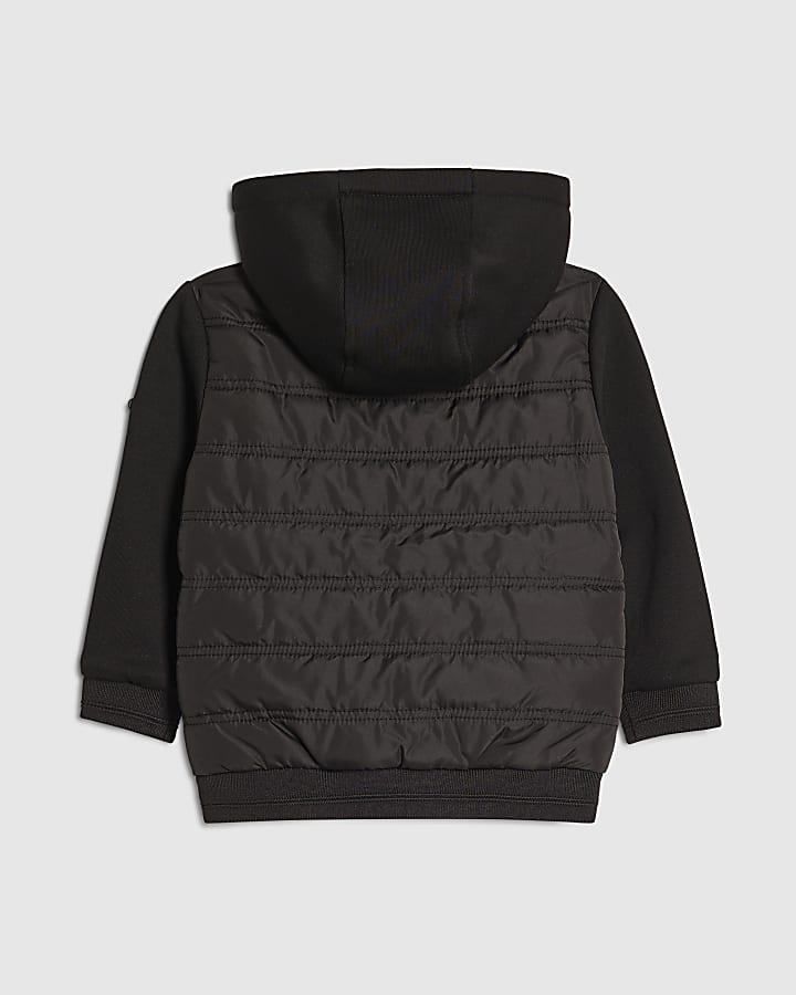 Mini Boys Black Hooded Hybrid Jacket