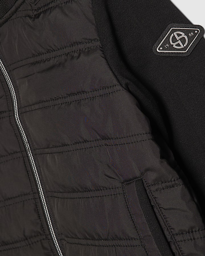 Boys Black Hooded Hybrid Jacket