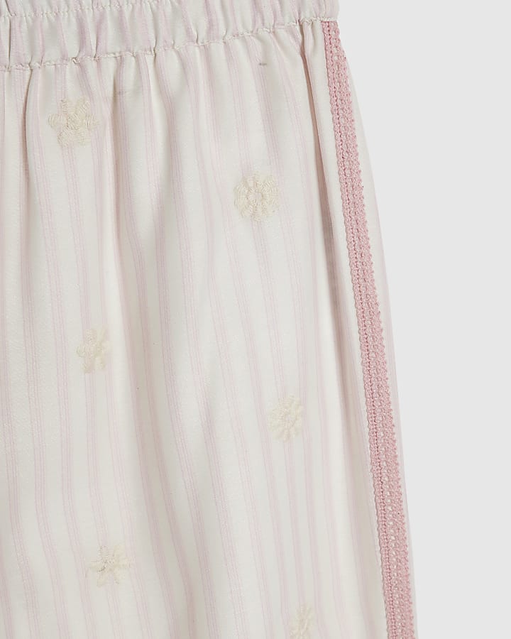 Mini Girls Pink Stripe Trousers Set