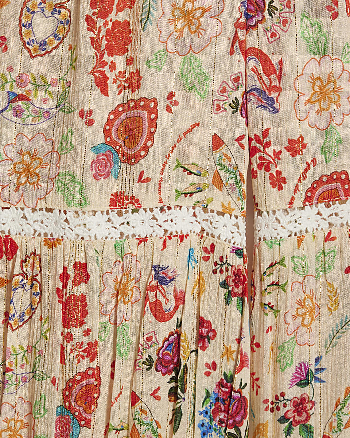 Girls Cream Mexicana Trouser Set